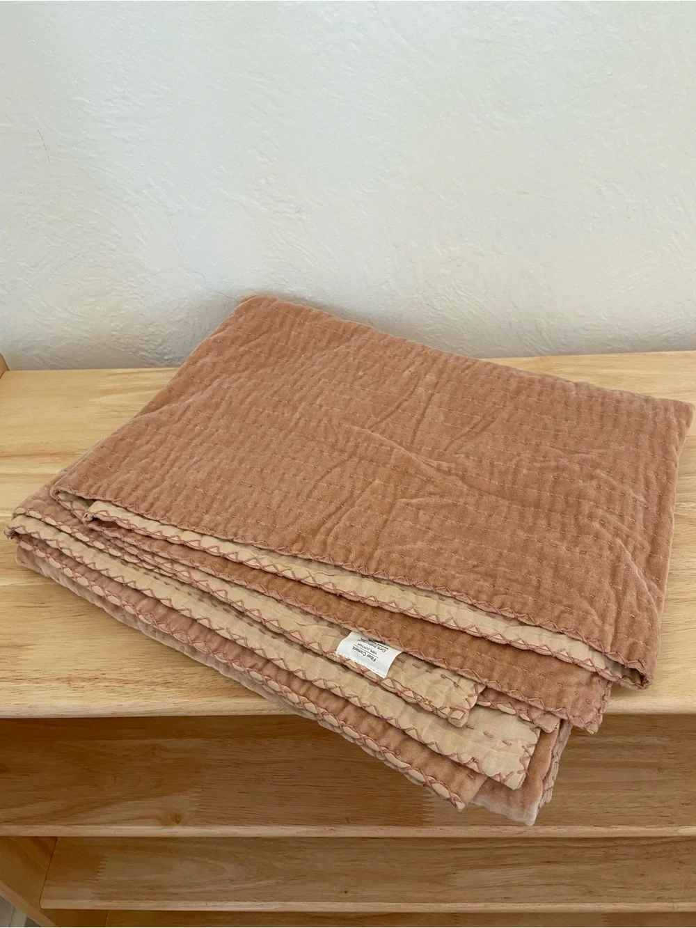 Creative Co-Op Quilted Cotton Velvet Throw Blanket pink